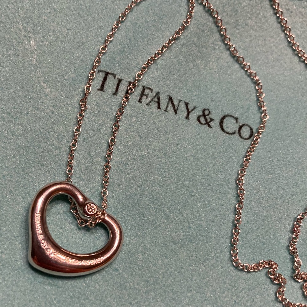 SOLD: Tiffany & Co Elsa Peretti Open Heart Diamond Necklace - Picture 6 of 11